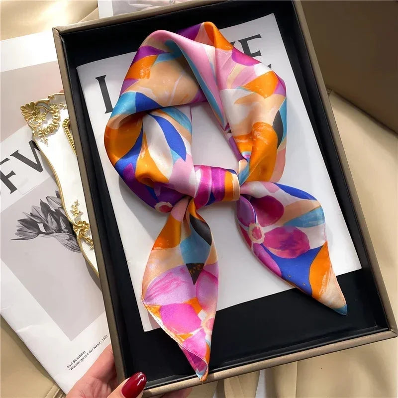 68cm Graffiti Printed Scarf Women'S Autumn And Winter Polyester Fiber Scarf Fashion Versatile Clothes Bag Accessories Scarfs Quick Pick Grocers
